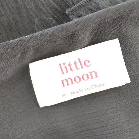 Aritzia Little Moon Black Semi Sheer Blouse Sz M - Picture 4 of 7